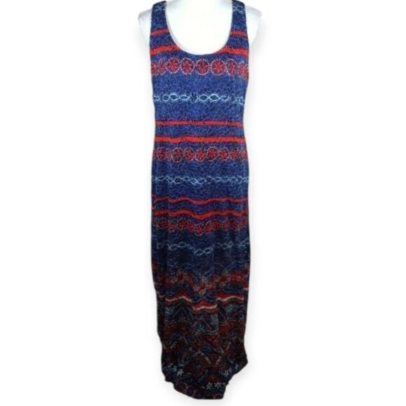 Ronni Nicole red and blue lace maxi dress in size 12 EUC - Picture 2 of 6